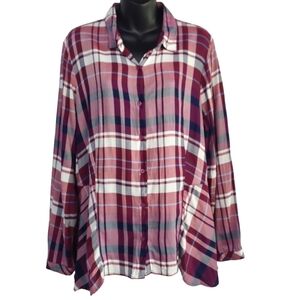 IZOD Women's Top Button Down Shirt Purple Size L